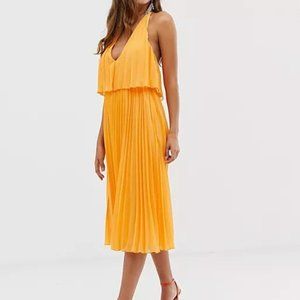 ASOS DESIGN Pleated Midi Dress Orange US 2